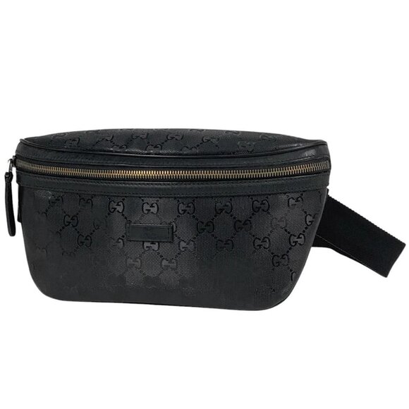 Authentic Gucci GG Supreme Imprime Monogram Waist Bag Belt Bag Pouch Mens Black - Picture 2 of 8